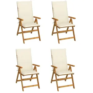 vidaXL Chaises inclinables de jardin 4 pcs avec coussins Bois d'acacia pas cher