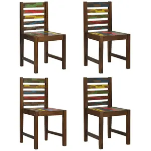 vidaXL Chaises à manger lot de 4 bois de récupération solide pas cher