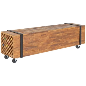 vidaXL Meuble TV 110x30x32,5 cm Bois de teck massif pas cher