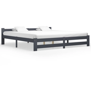 vidaXL Cadre de lit Gris foncé Bois de pin massif 200x200 cm pas cher