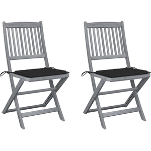vidaXL Chaises pliables d'extérieur lot de 6 et coussins Bois d'acacia pas cher