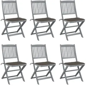 vidaXL Chaises pliables d'extérieur 6 pcs avec coussins Bois d'acacia pas cher