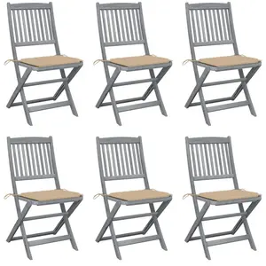 vidaXL Chaises pliables d'extérieur 6 pcs avec coussins Bois d'acacia pas cher
