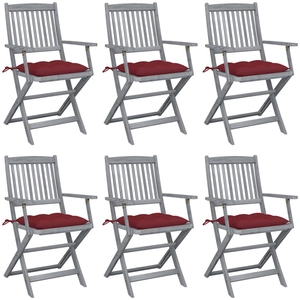 vidaXL Chaises pliables d'extérieur lot de 6 et coussins Bois d'acacia pas cher