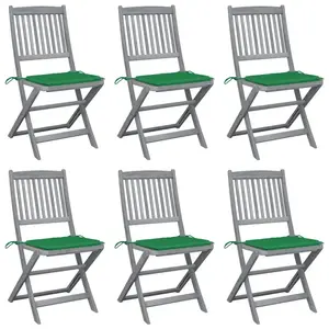 vidaXL Chaises pliables d'extérieur 6 pcs avec coussins Bois d'acacia pas cher