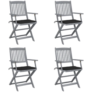 vidaXL Chaises pliables d'extérieur 6 pcs avec coussins Bois d'acacia pas cher