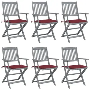 vidaXL Chaises pliables d'extérieur 6 pcs avec coussins Bois d'acacia pas cher