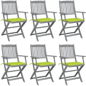 vidaXL Chaises pliables d'extérieur lot de 6 et coussins Bois d'acacia pas cher