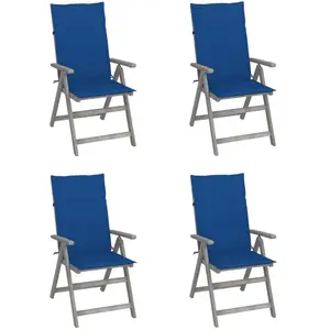 vidaXL Chaises inclinables de jardin 4 pcs avec coussins Bois d'acacia pas cher