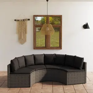vidaXL Salon de jardin 4 pcs avec coussins Résine tressée Gris pas cher