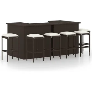 vidaXL - 8-delige - Tuinbarset - met - kussens - poly - rattan - bruin pas cher
