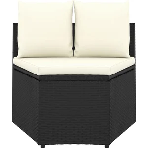 vidaXL Salon de jardin 5 pcs avec coussins Résine tressée Noir pas cher