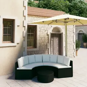 vidaXL Salon de jardin 5 pcs avec coussins Résine tressée Noir pas cher