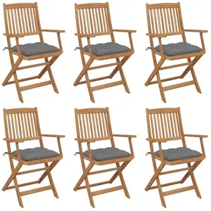 vidaXL Chaises pliables de jardin lot de 6 avec coussins Bois d'acacia pas cher