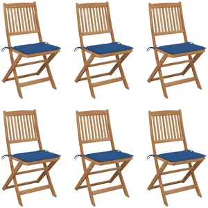 vidaXL Chaises pliables de jardin lot de 6 avec coussins Bois d'acacia pas cher