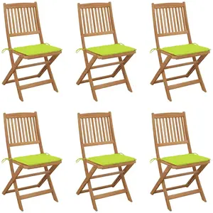 vidaXL Chaises pliables de jardin lot de 6 avec coussins Bois d'acacia pas cher
