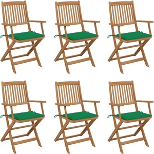 vidaXL Chaises pliables de jardin 6 pcs avec coussins Bois d'acacia pas cher