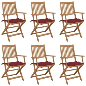 vidaXL Chaises pliables de jardin 6 pcs avec coussins Bois d'acacia pas cher