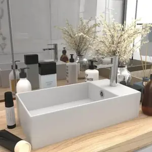 Comparateur de prix : vidaXL Lavabo de salle de bain avec trop-plein Céramique Blanc mat