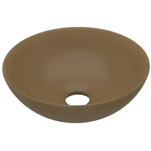 vidaXL Lavabo de salle de bain Céramique Crème mat Rond pas cher