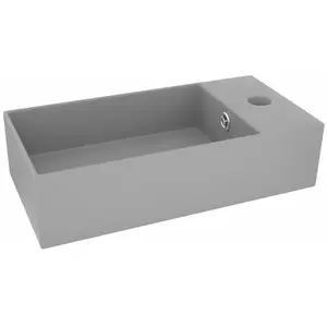 vidaXL Lavabo de salle de bain avec trop-plein Céramique Gris clair pas cher