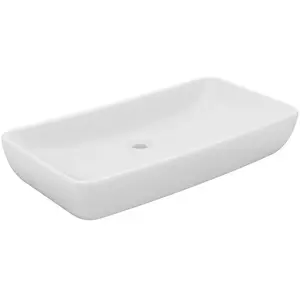 Comparateur de prix : vidaXL Lavabo de luxe rectangulaire Blanc mat 71x38 cm Céramique
