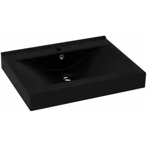 Comparateur de prix : vidaXL Lavabo avec trou de robinet Noir mat 60x46 cm Céramique