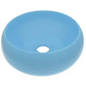 Comparateur de prix : vidaXL Lavabo rond de luxe Bleu clair mat 40x15 cm Céramique