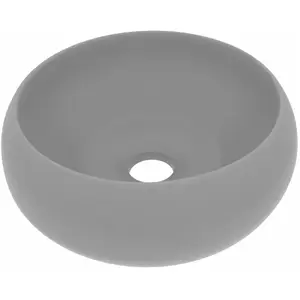 Comparateur de prix : vidaXL Lavabo rond de luxe Gris clair mat 40x15 cm Céramique