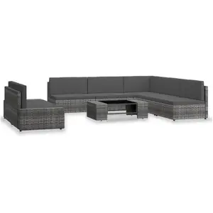 vidaXL Salon de jardin 7 pcs Résine tressée Gris pas cher
