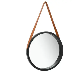 Comparateur de prix : vidaXL Miroir mural avec sangle 40 cm Noir