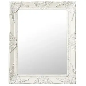 vidaXL Miroir mural style baroque 50x60 cm Blanc pas cher