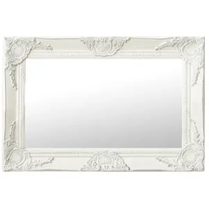 vidaXL Miroir mural style baroque 60x40 cm Blanc pas cher