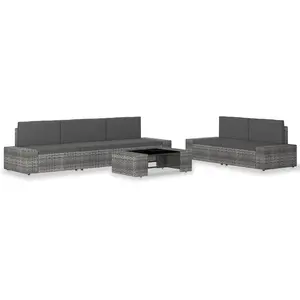 vidaXL Salon de jardin 6 pcs Résine tressée Gris pas cher