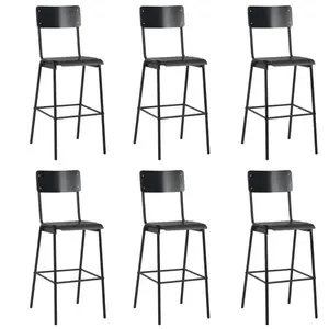 Comparateur de prix : vidaXL Chaises de bar lot de 6 noir contreplaqué solide et acier