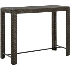 vidaXL Table de bar de jardin Marron 140,5x60,5x110,5cm Résine tressée pas cher