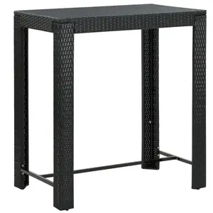 vidaXL Table de bar de jardin Noir 100x60,5x110,5 cm Résine tressée pas cher
