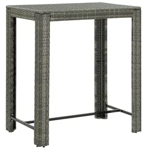 vidaXL Table de bar de jardin Gris 100x60,5x110,5 cm Résine tressée pas cher