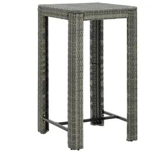 vidaXL Table de bar de jardin Gris 60,5x60,5x110,5 cm Résine tressée pas cher