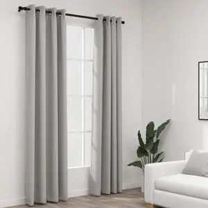 Comparateur de prix : vidaXL Rideaux occultants Aspect lin avec oeillets 2 pcs Gris 140x245cm