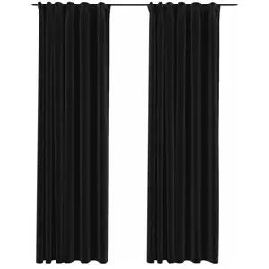 vidaXL Rideaux occultants aspect lin crochet 2pcs Anthracite 140x225cm pas cher