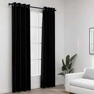 Comparateur de prix : vidaXL Rideaux occultants Aspect lin avec oeillets 2 pcs Noir 140x245cm