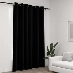 Comparateur de prix : vidaXL Rideau occultant Aspect de lin avec oeillets Noir 290x245 cm