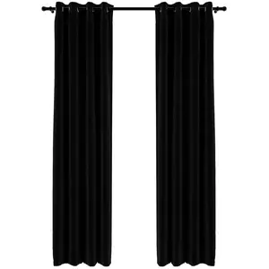 Comparateur de prix : vidaXL Rideaux occultants Aspect lin avec oeillets 2 pcs Noir 140x225cm