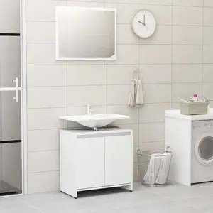 Comparateur de prix : vidaXL Ensemble de meubles de salle de bain Blanc Aggloméré