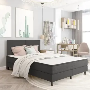 vidaXL Sommier à lattes de lit Gris foncé Tissu 160x200 cm3054709 pas cher