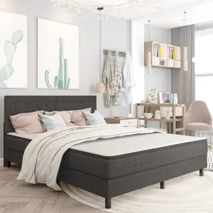 vidaXL Vidaxl Sommier À Lattes De Lit Gris Foncé Tissu 160x200 Cm pas cher