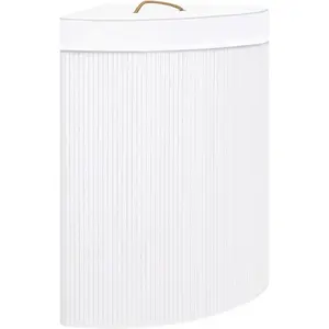 Comparateur de prix : vidaXL Panier à linge d'angle Bambou Blanc 60 L