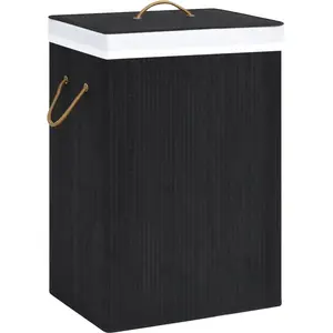 Comparateur de prix : vidaXL Panier à linge avec 2 sections bambou noir 72 L