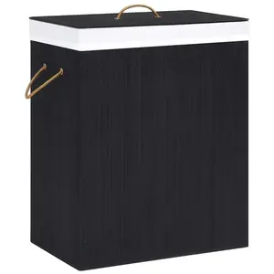 Comparateur de prix : vidaXL Panier à linge avec 2 sections bambou noir 100 L